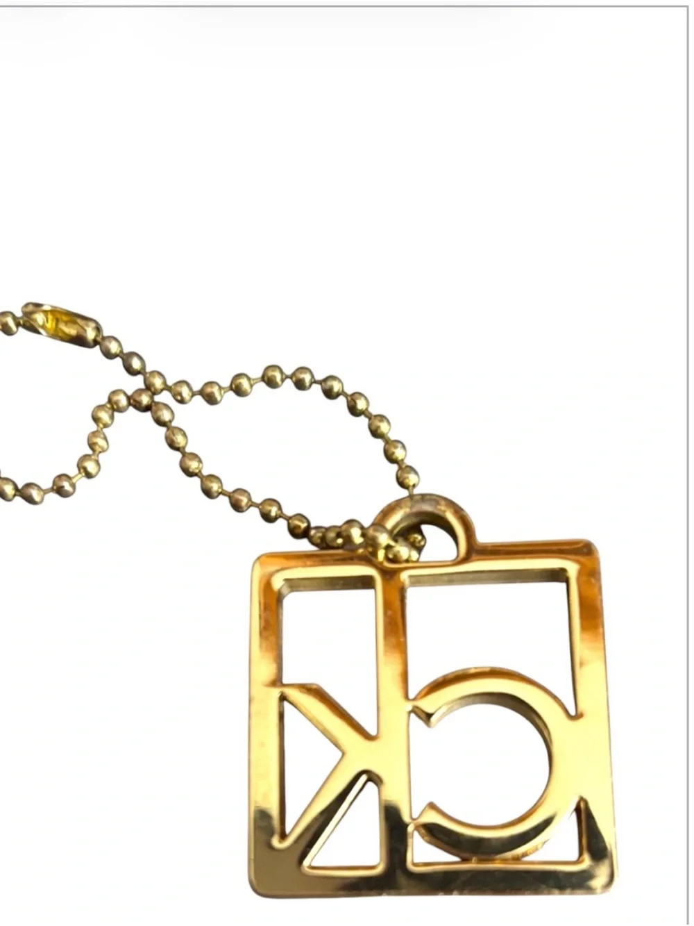 Calvin Klein Gold-Tone CK Square Logo Keychain - Bag Charm Accessory NWOT - Picture 2 of 6